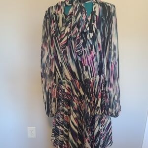 Betsey Johnson Black and Pink Long Sleeve Dress